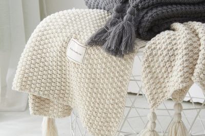 Nordic thin sofa cable knit throw blanket (1)