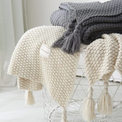 Nordic thin sofa cable knit throw blanket (1)