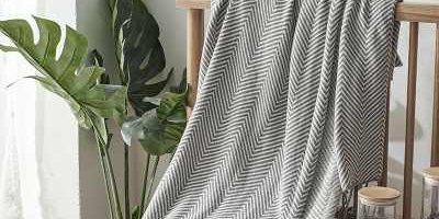 Wholesale geometric knitted throw blanket (1)