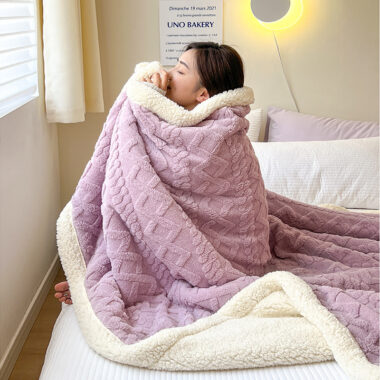  Thick warm Bohemian Sherpa fleece throw blanket for sofa or office naps