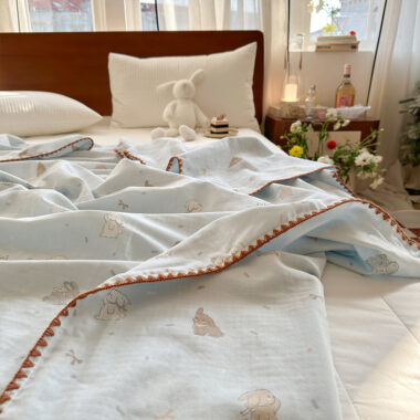 A-grade pure cotton double-layer throw blanket for summer use, baby-safe
