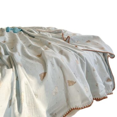 A-grade pure cotton double-layer throw blanket for summer use, baby-safe