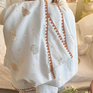 A-grade pure cotton double-layer throw blanket for summer use, baby-safe