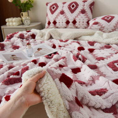 Bohemian sherpa fleece blanket for sofa and office nap use
