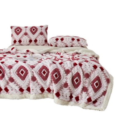 Bohemian sherpa fleece blanket for sofa and office nap use