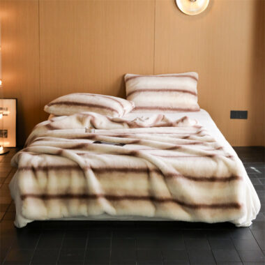 Gradient faux mink blanket for sofa or bed winter use