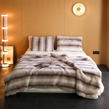 Gradient faux mink blanket for sofa or bed winter use