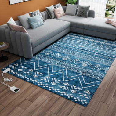 Graphene electric heated carpet mat with suede surface for living room floor