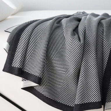 Minimalist knitted summer throw blanket for sofa, bed, or AC nap