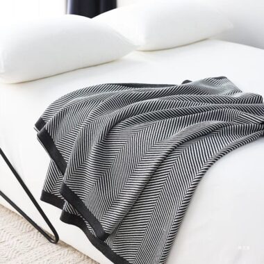 Minimalist knitted summer throw blanket for sofa, bed, or AC nap
