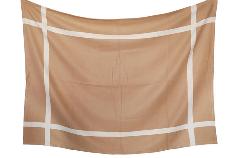 Custom logo 100% wool blanket luxury cross pattern travel home throw