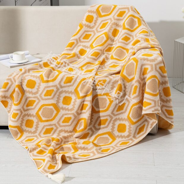 Bohemian luxury thick throw blanket for nap, office, and travel