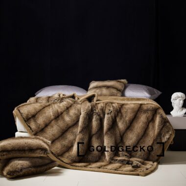 Faux fox fur mink blanket for luxury sofa or bed winter décor
