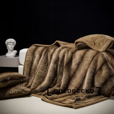 Faux fox fur mink blanket for luxury sofa or bed winter décor