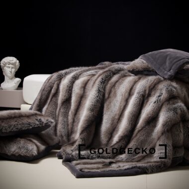 Faux fox fur mink blanket for luxury sofa or bed winter décor