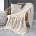 Nordic knitted tassel throw blanket with pom-poms for sofa and office naps