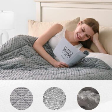 Adult plush weighted blanket for sleep and stress relief