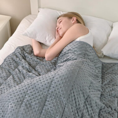 Adult plush weighted blanket for sleep and stress relief