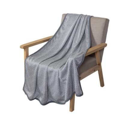Gray striped summer cooling weighted blanket for sleeping