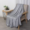 Gray striped summer cooling weighted blanket for sleeping