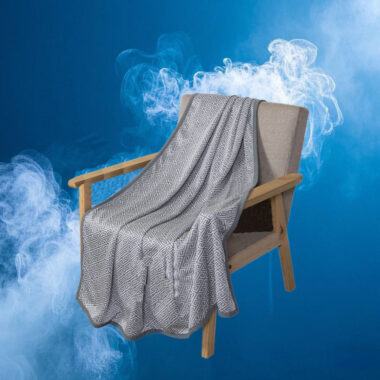 Gray striped summer cooling weighted blanket for sleeping
