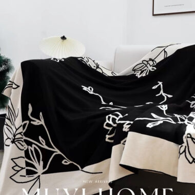 Vintage Magnolia Cotton Throw Blanket French Style Sofa Nap Blanket for Office Use